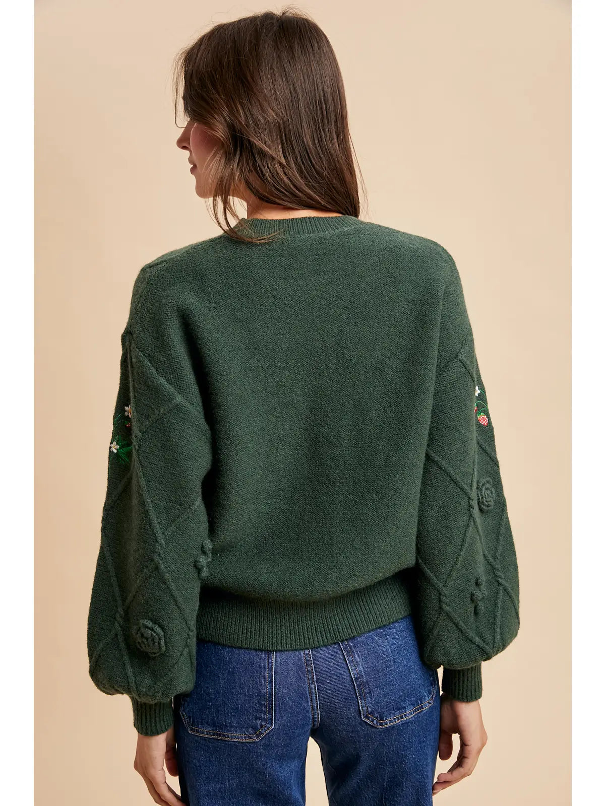 Embroidered Cable Pullover Sweater