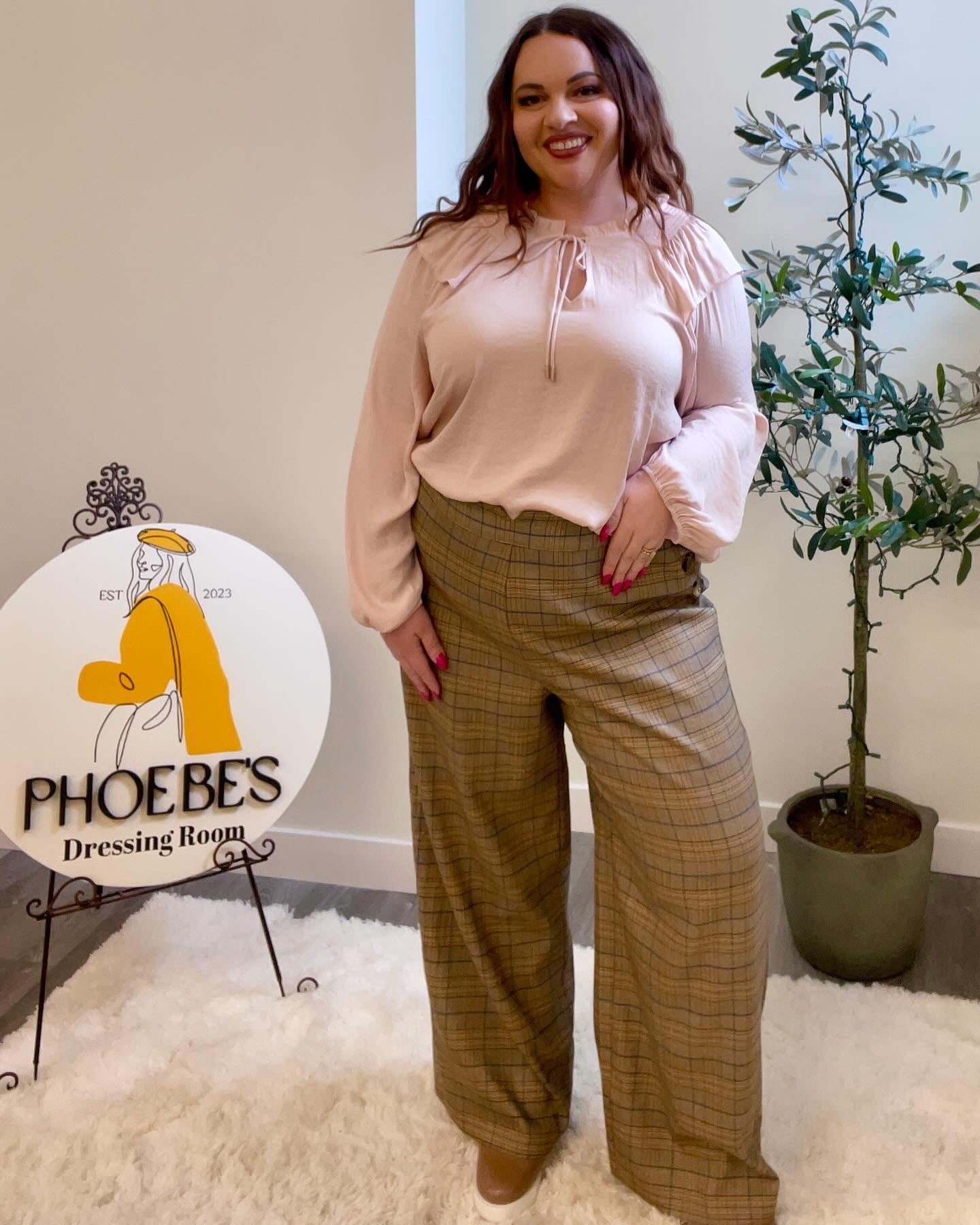 Curvy Swiss Dot Hammered Satin Blouse