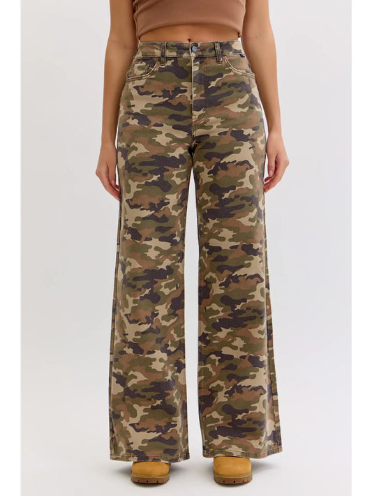 Camo High Rise Wide Leg