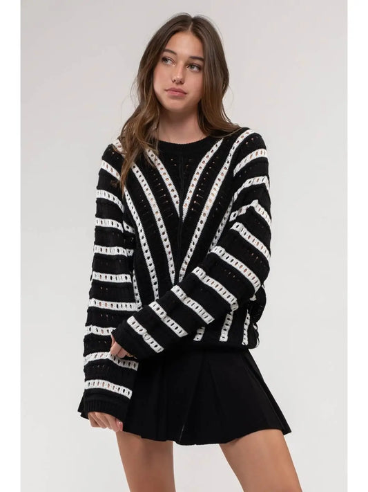 Lettie Chevron Knit Pullover Sweater