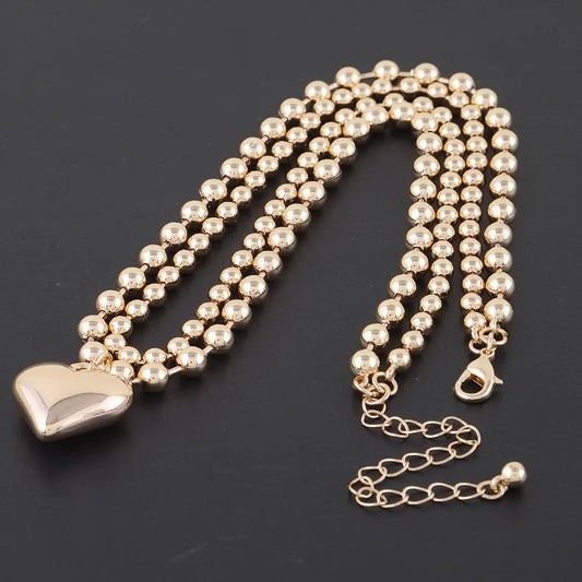 Double Beaded Heart Necklace