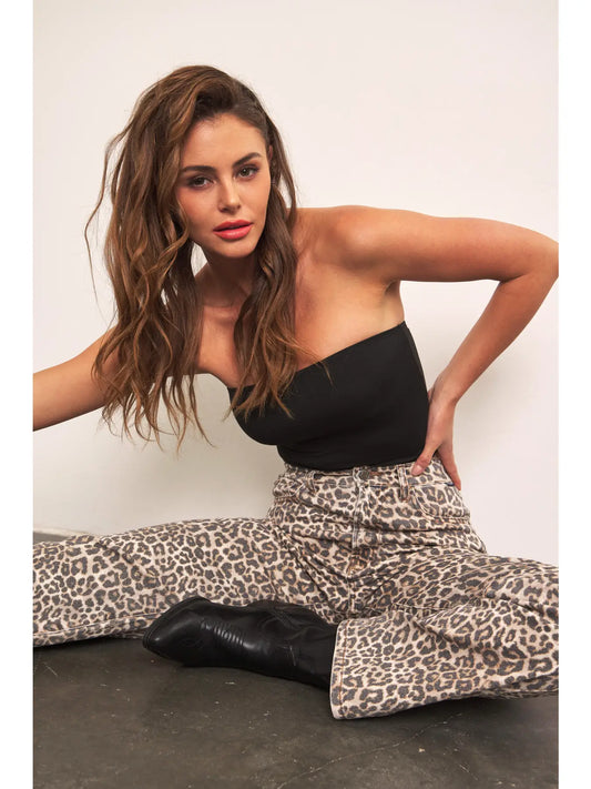 Emersyn Leopard Super High Rise Dad Jean