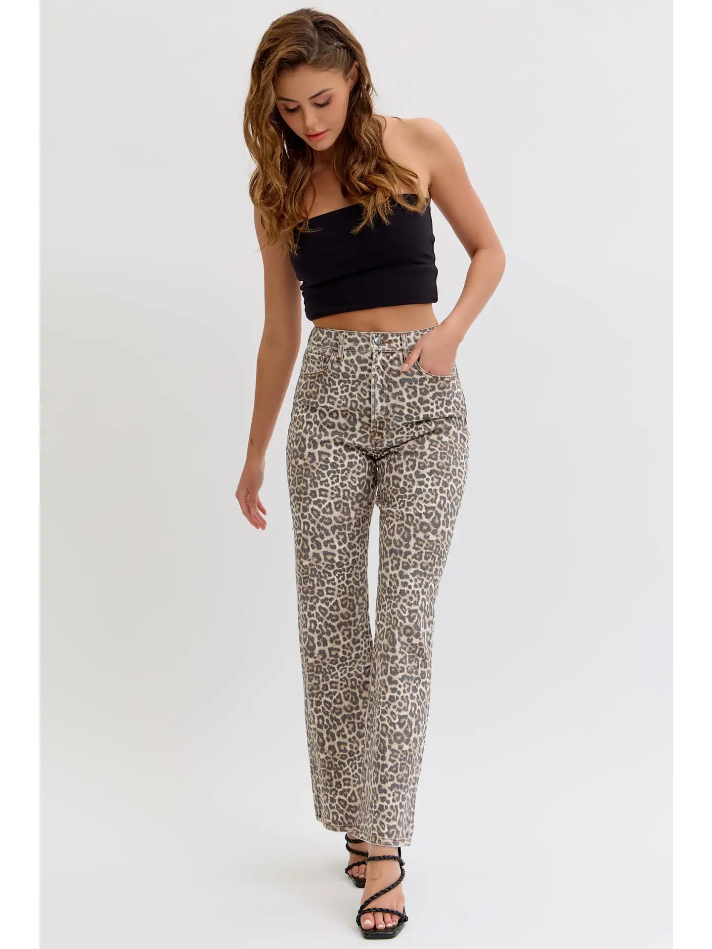 Emersyn Leopard Super High Rise Dad Jean