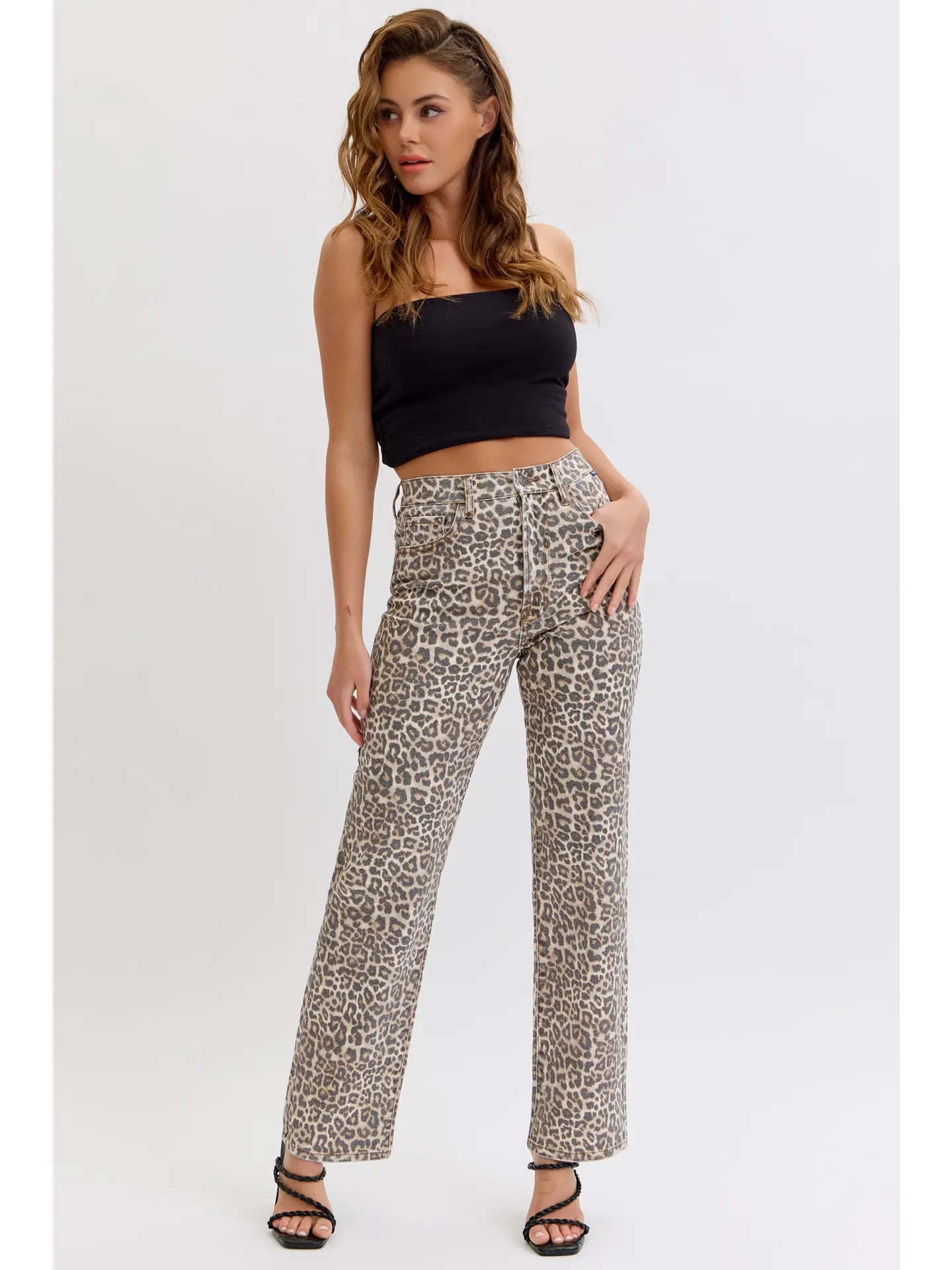 Emersyn Leopard Super High Rise Dad Jean