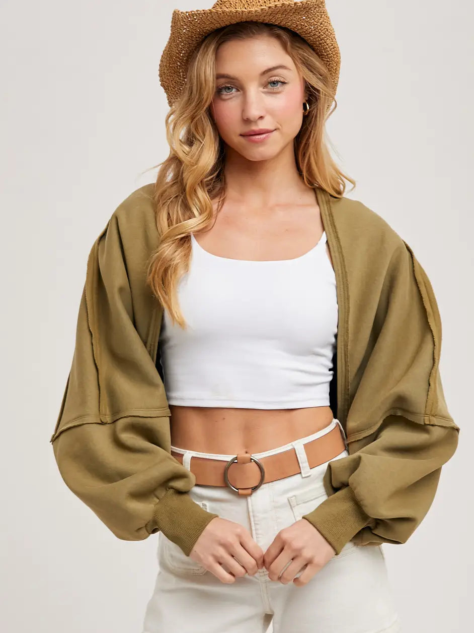 Inner Fleece Shrug Knit Cardigan