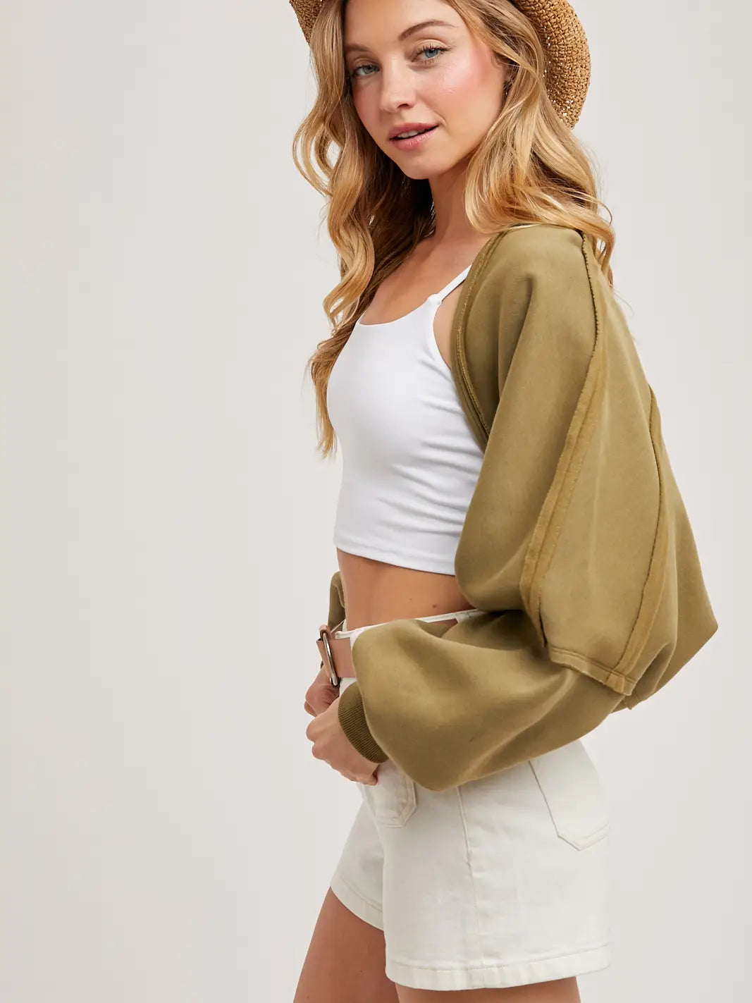 Inner Fleece Shrug Knit Cardigan