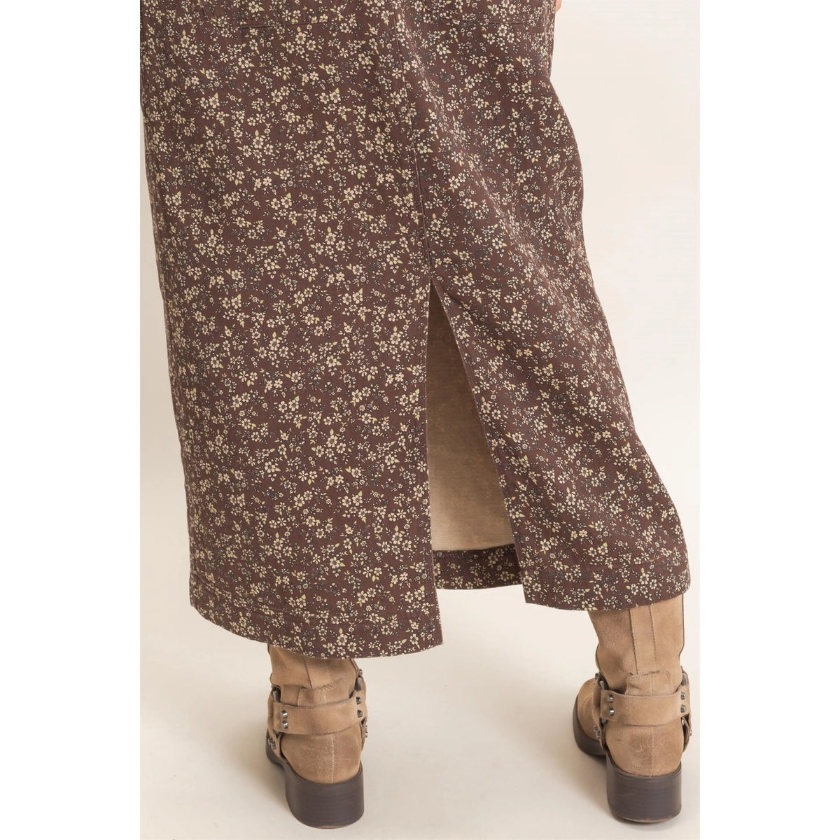 Floral Garment Wash Overall Dress