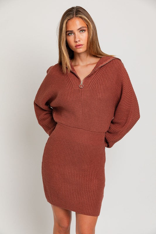 Geraldine Zipper Sweater Dress