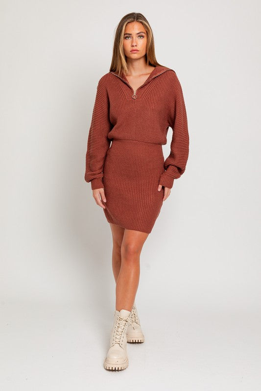 Geraldine Zipper Sweater Dress