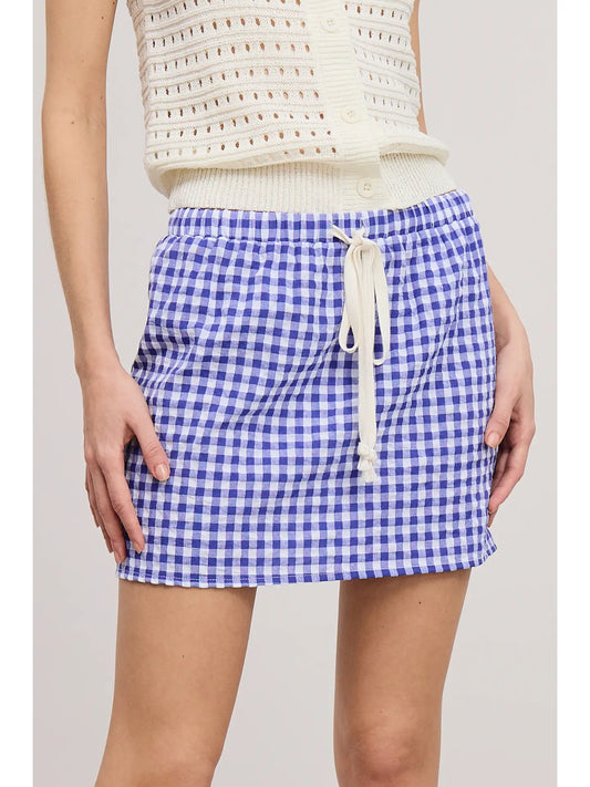 Lorelai Gingham Drawstring Waistband Mini Skirt