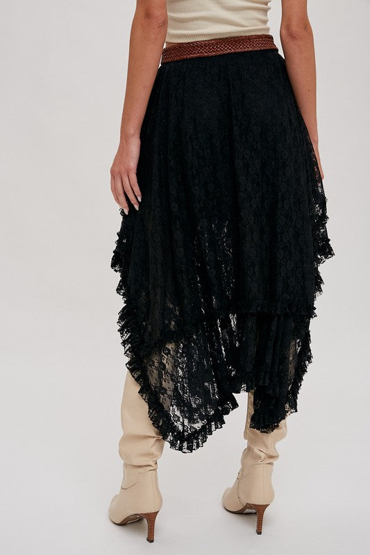 Lany Lace Tier Midi Skirt
