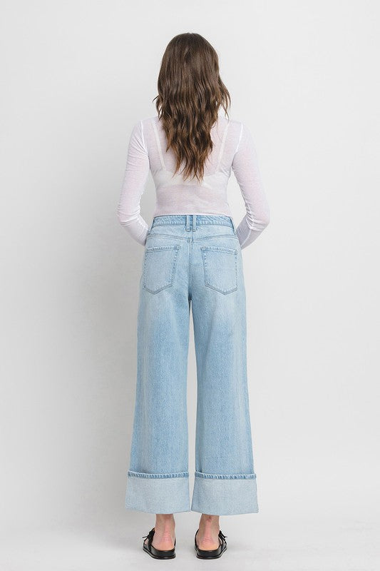Sella Super High Rise Cuffed Wide Leg Jeans