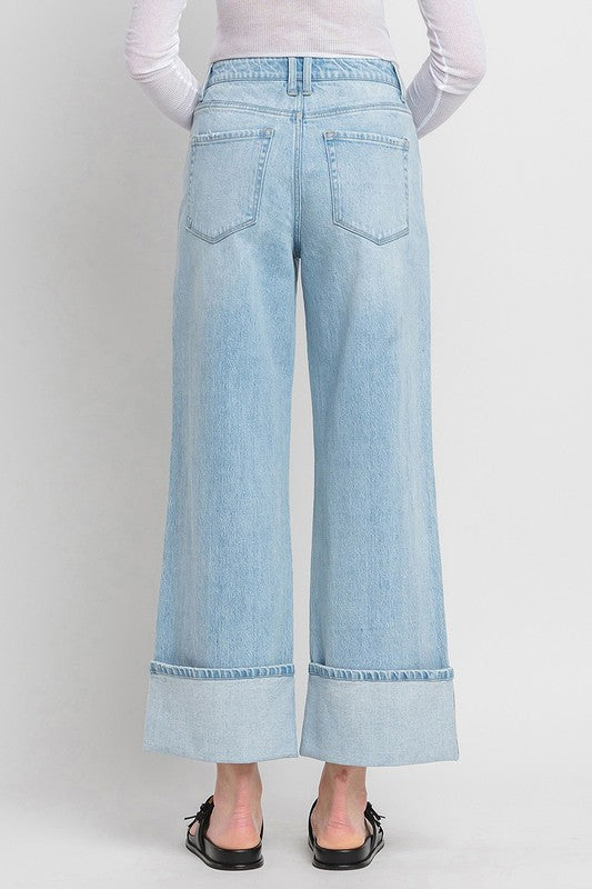 Sella Super High Rise Cuffed Wide Leg Jeans