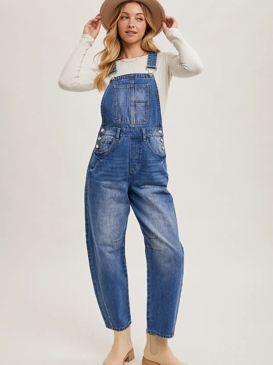 Dasesha Denim Barrel Overalls