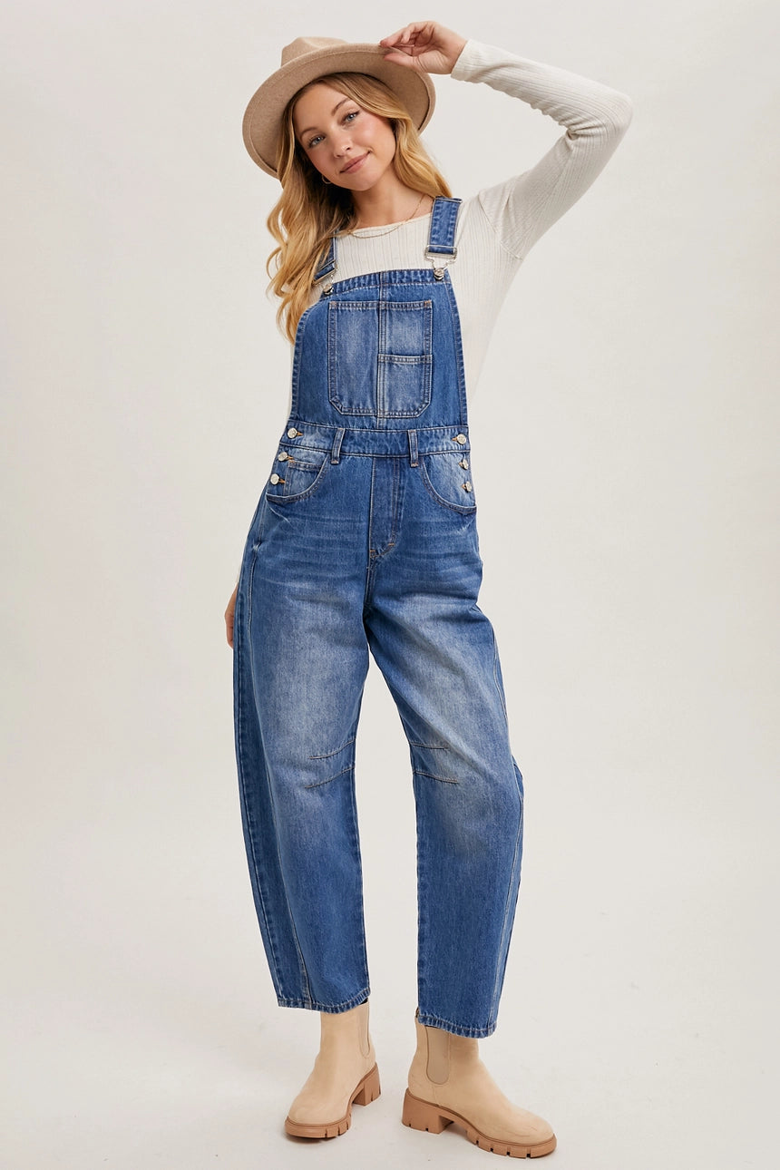 Dasesha Denim Barrel Overalls