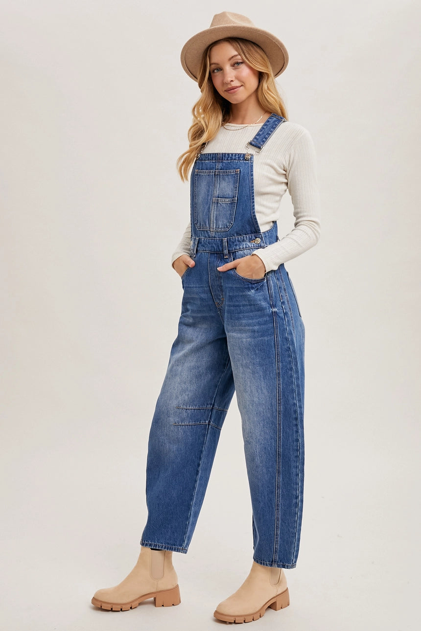 Dasesha Denim Barrel Overalls