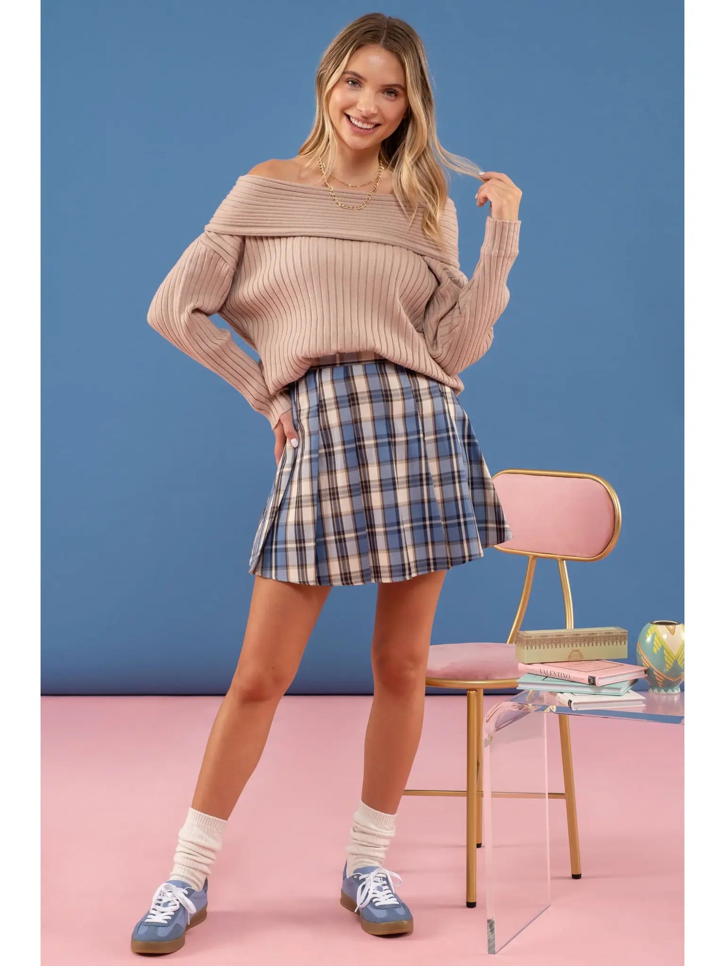 Misty Morning Plaid Mini Skirt