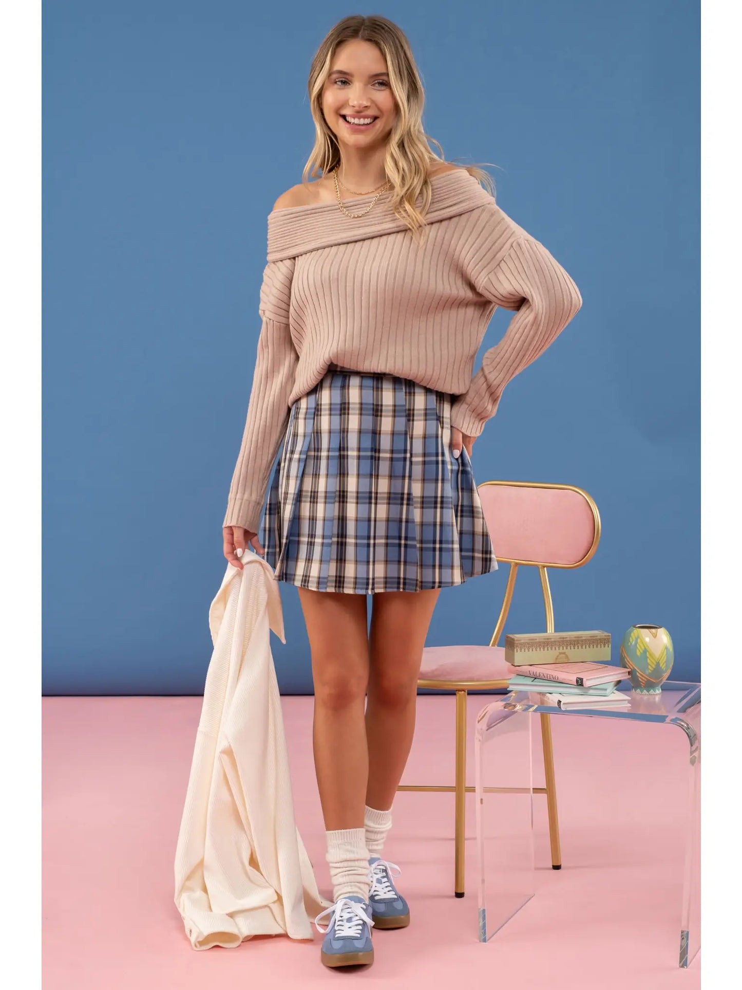 Misty Morning Plaid Mini Skirt