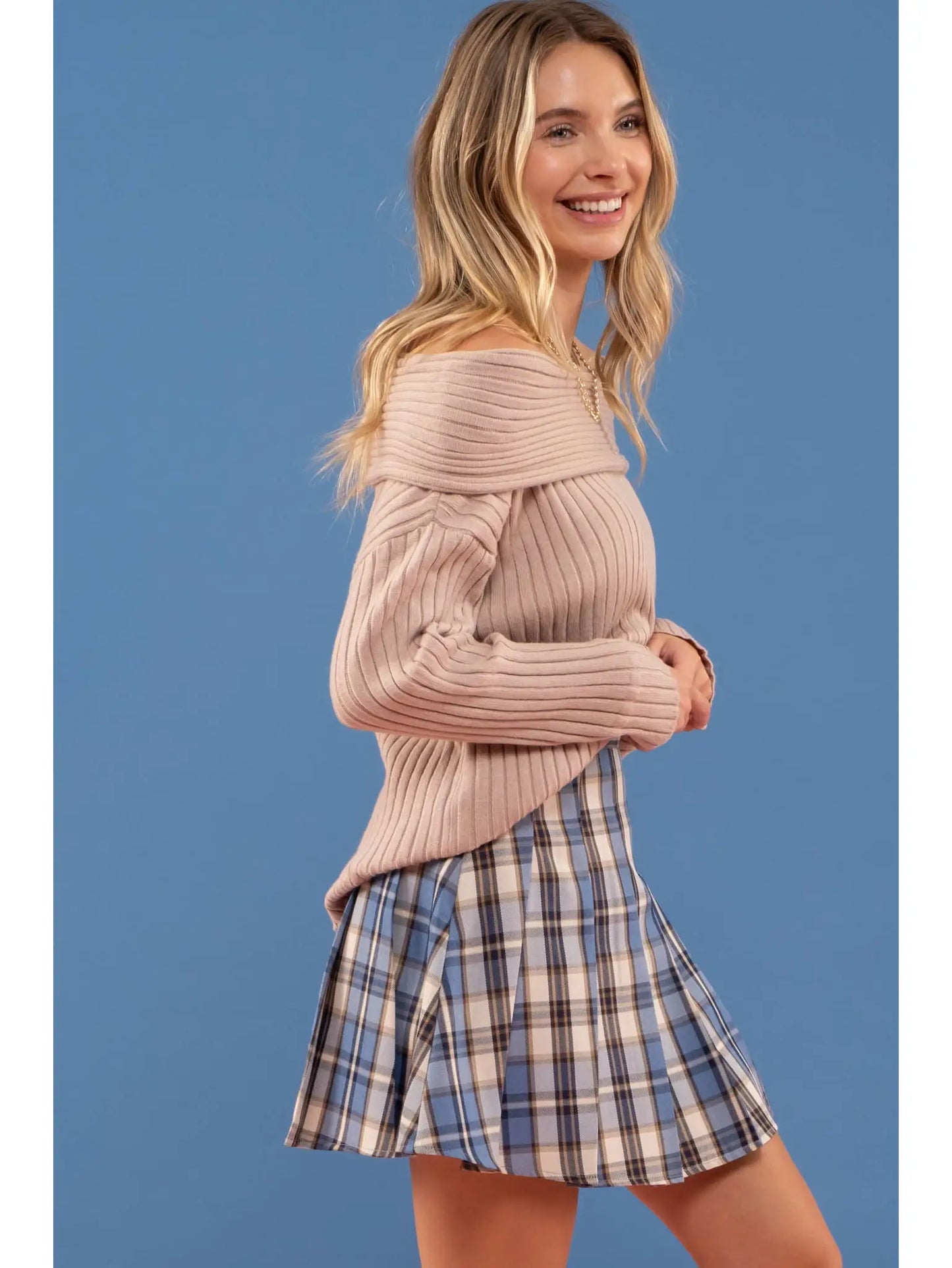 Misty Morning Plaid Mini Skirt