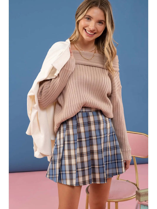 Misty Morning Plaid Mini Skirt