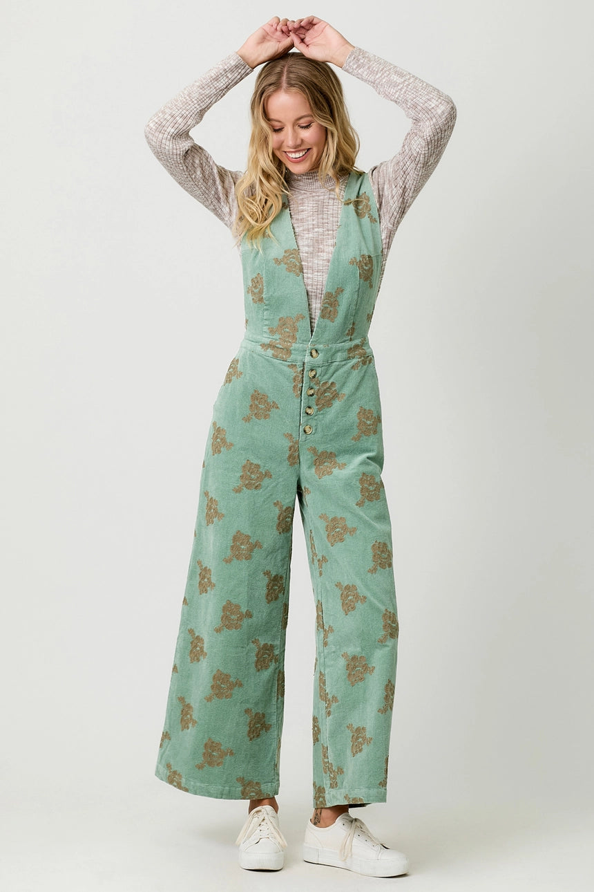 Elle Embroidered Corduroy Jumpsuit