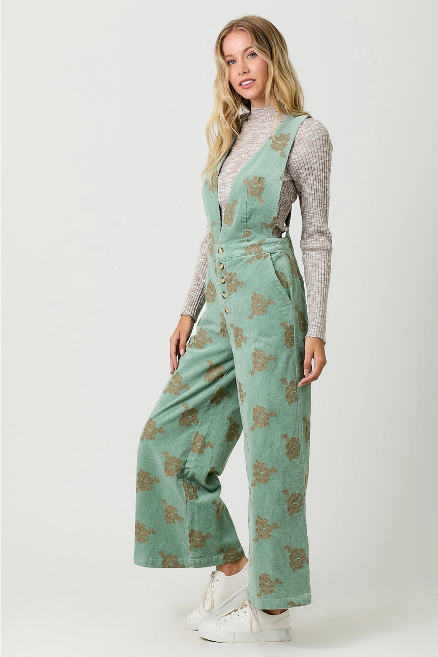 Elle Embroidered Corduroy Jumpsuit