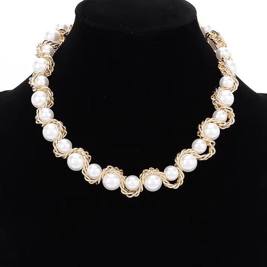 Faux Pearl Chain Necklace