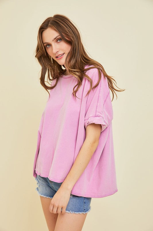 LILAC MINERAL-WASHED OVERSIZED TEE