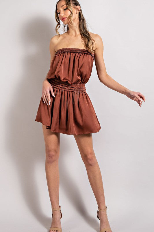 Perfectly Posh Strapless Satin Romper
