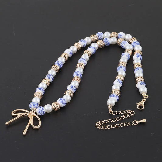 Ribbon Antique Beaded Necklace