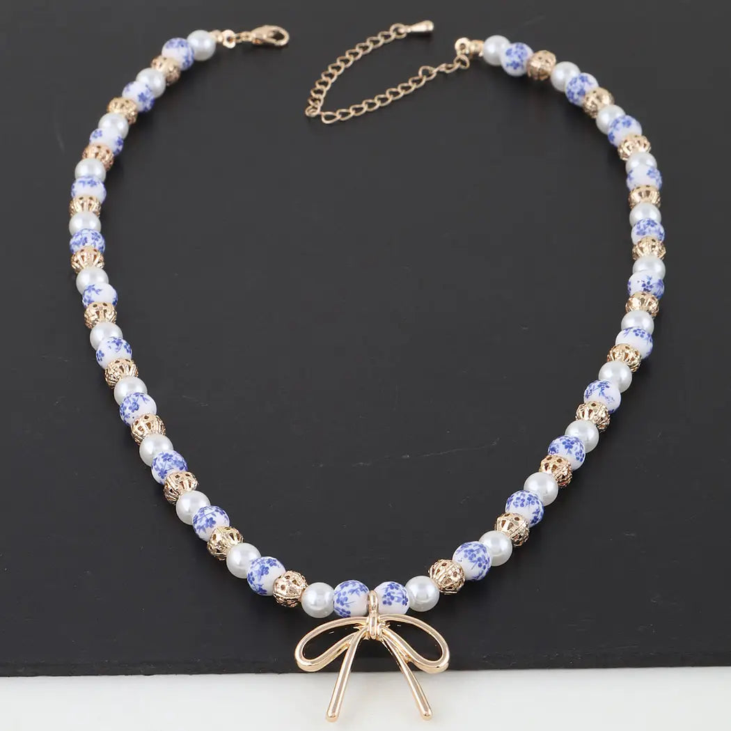 Ribbon Antique Beaded Necklace