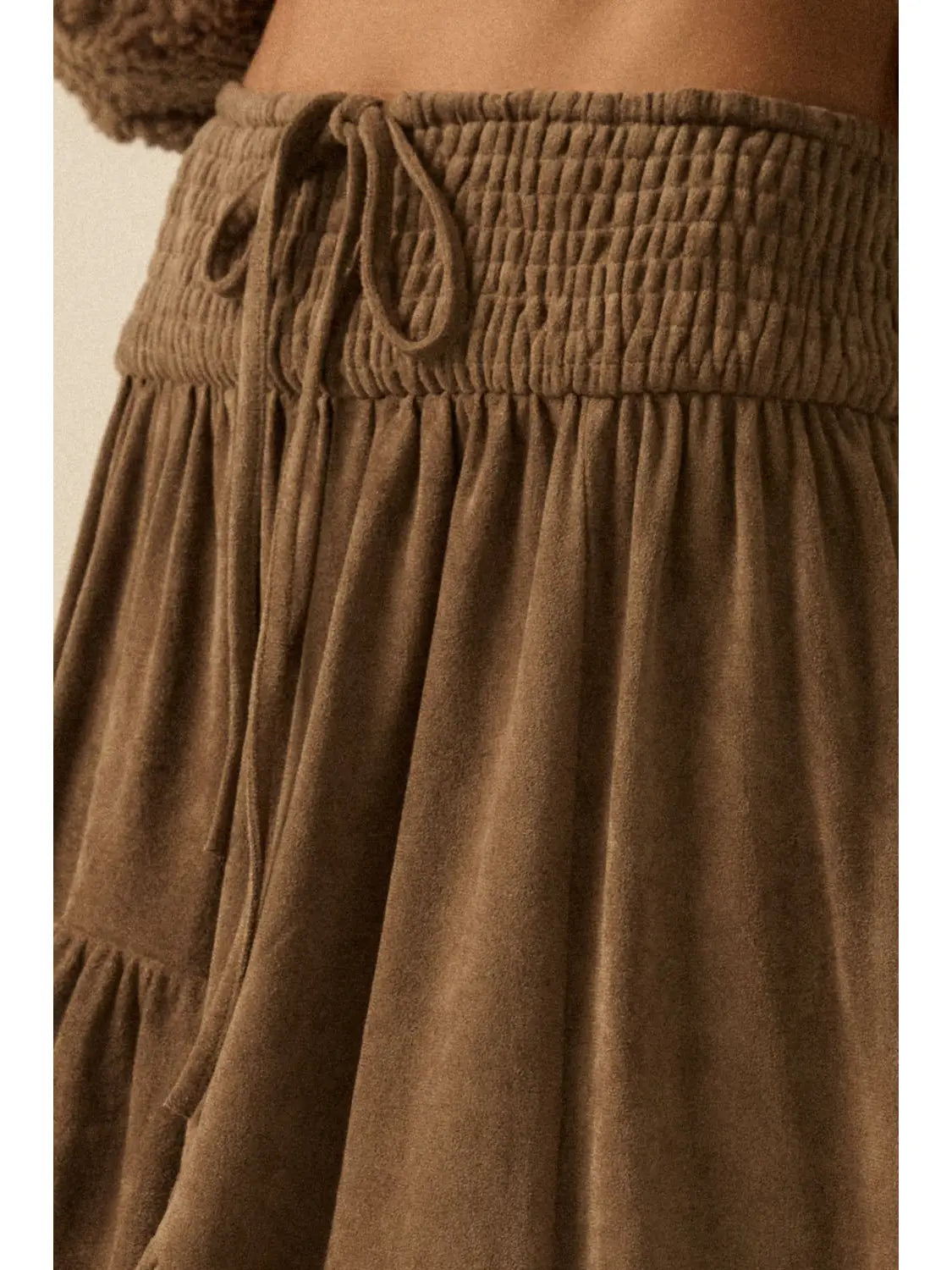 Sabrina Faux Suede Asymmetrical High-Low Maxi Skirt
