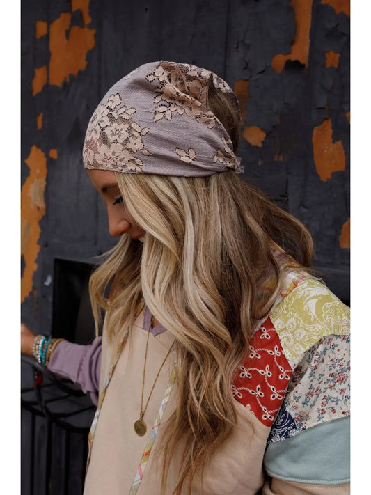 Sarah Floral Lace Headscarf