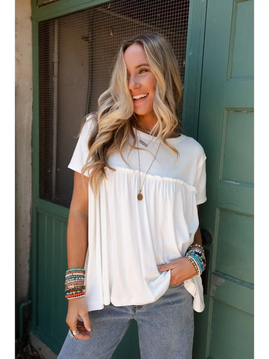 Sunday Morning Babydoll Top - White