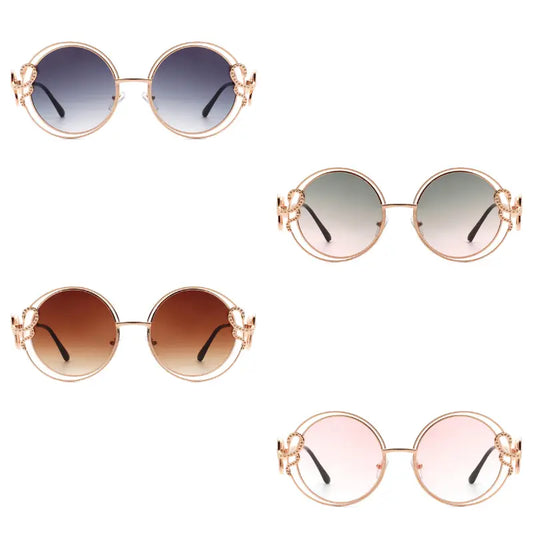 Women Oversize Double Wire Curled Round Fashion Sunglasses