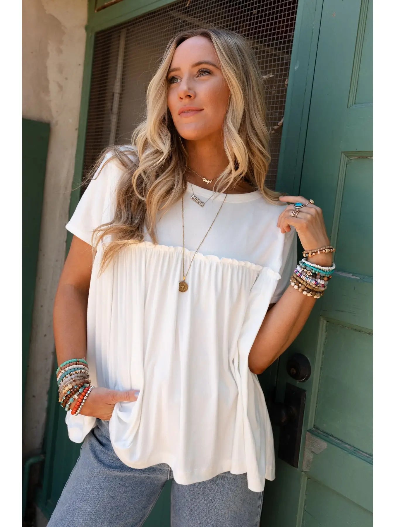 Sunday Morning Babydoll Top - White