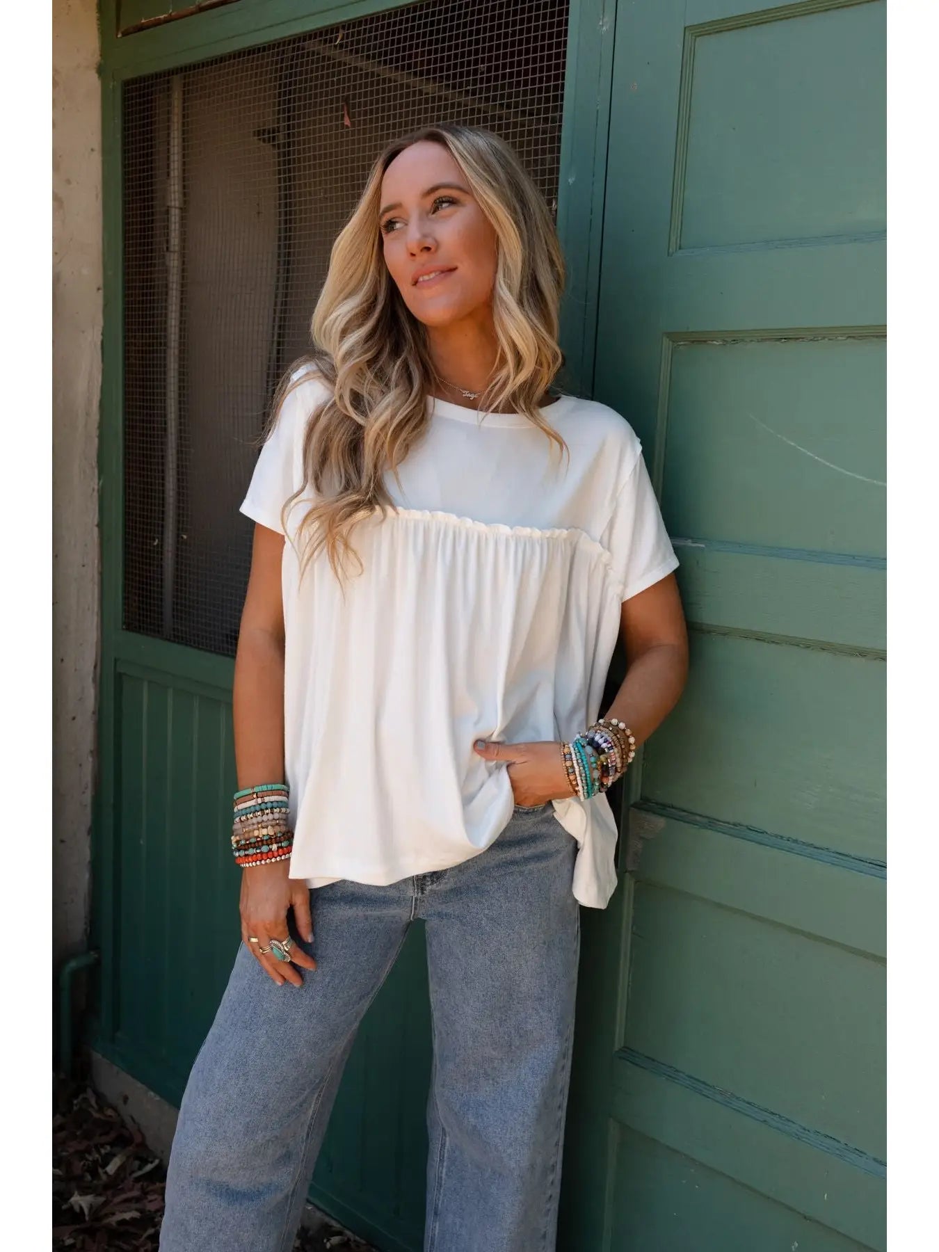 Sunday Morning Babydoll Top - White