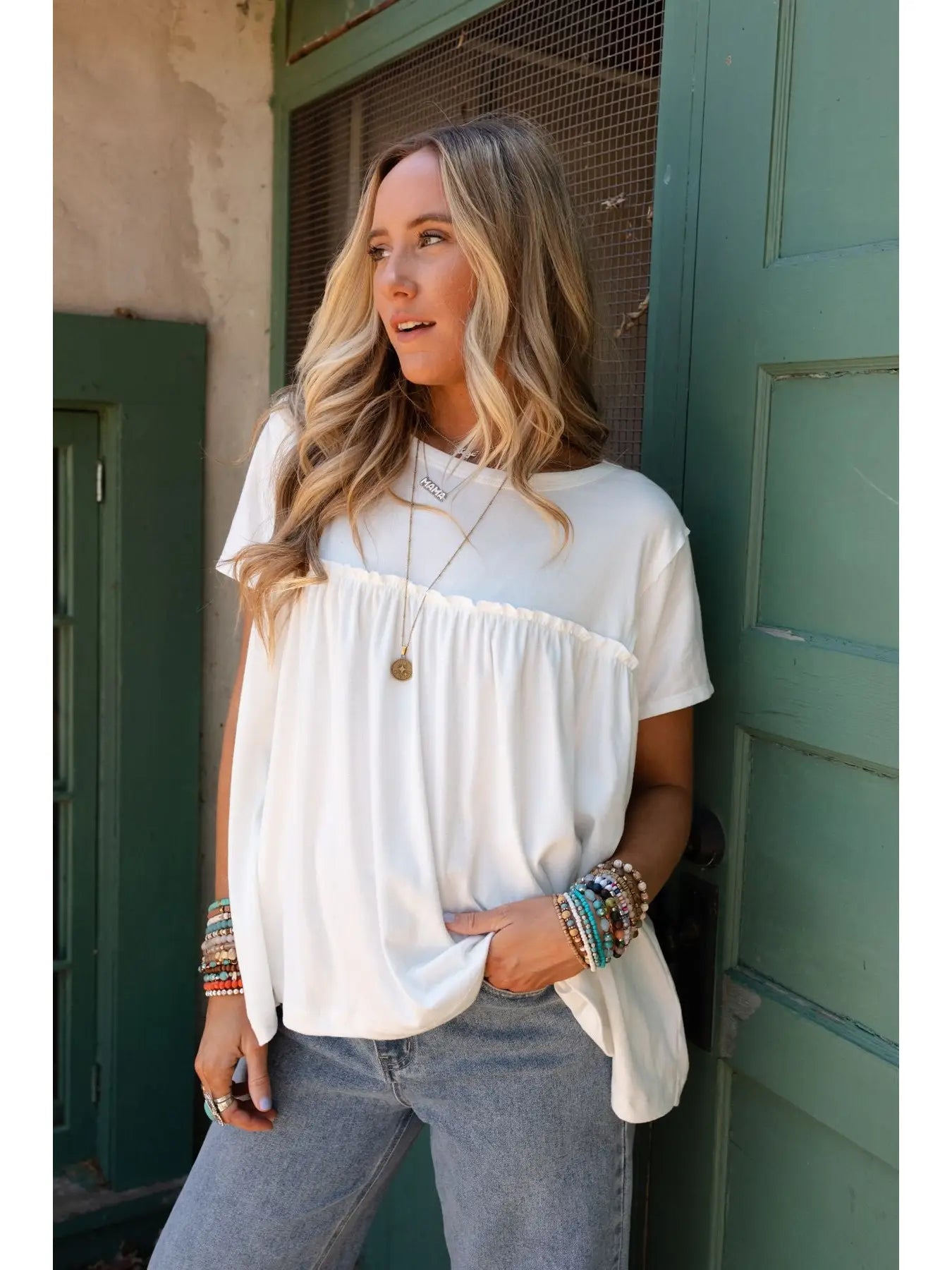 Sunday Morning Babydoll Top - White