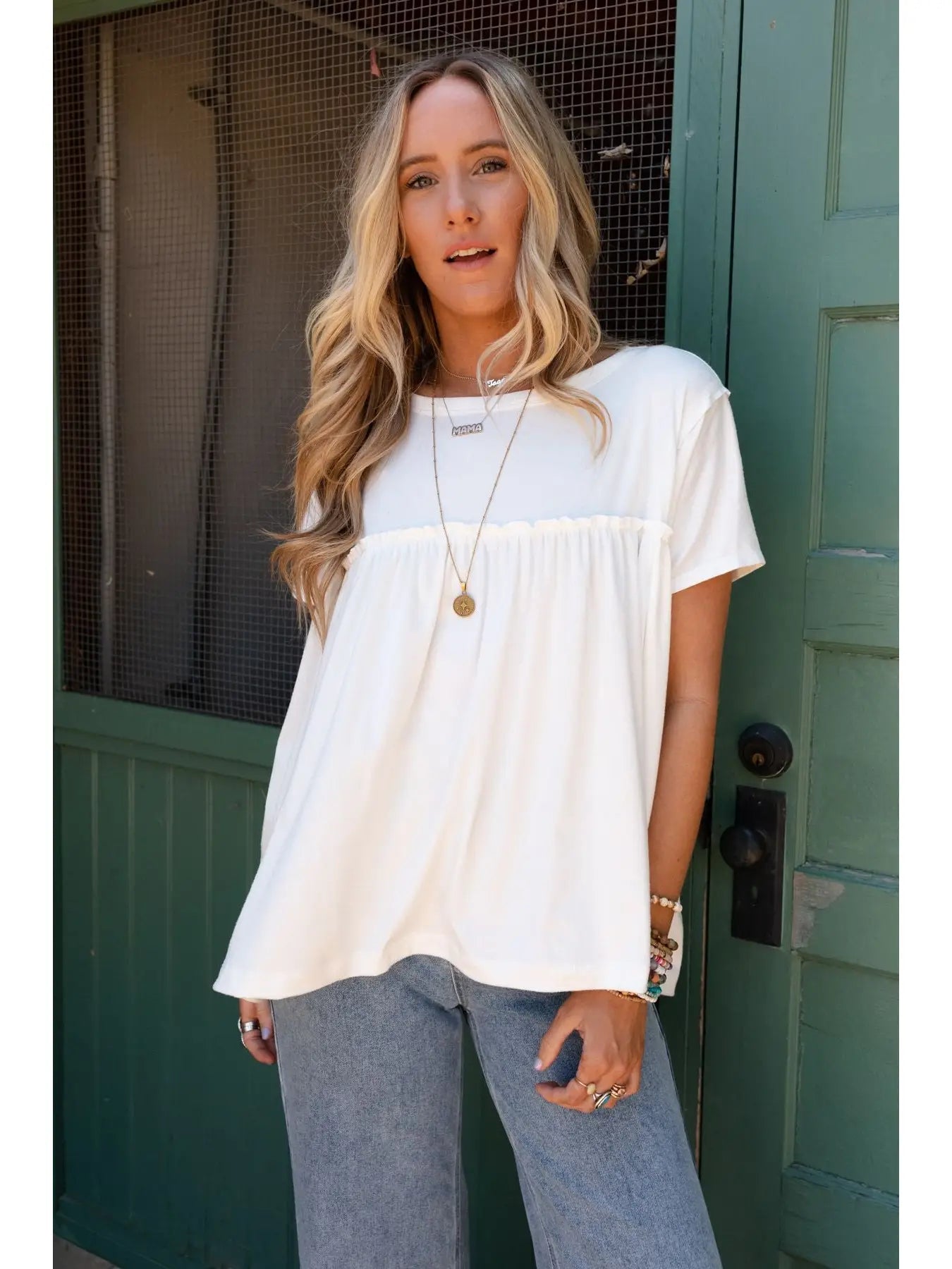 Sunday Morning Babydoll Top - White