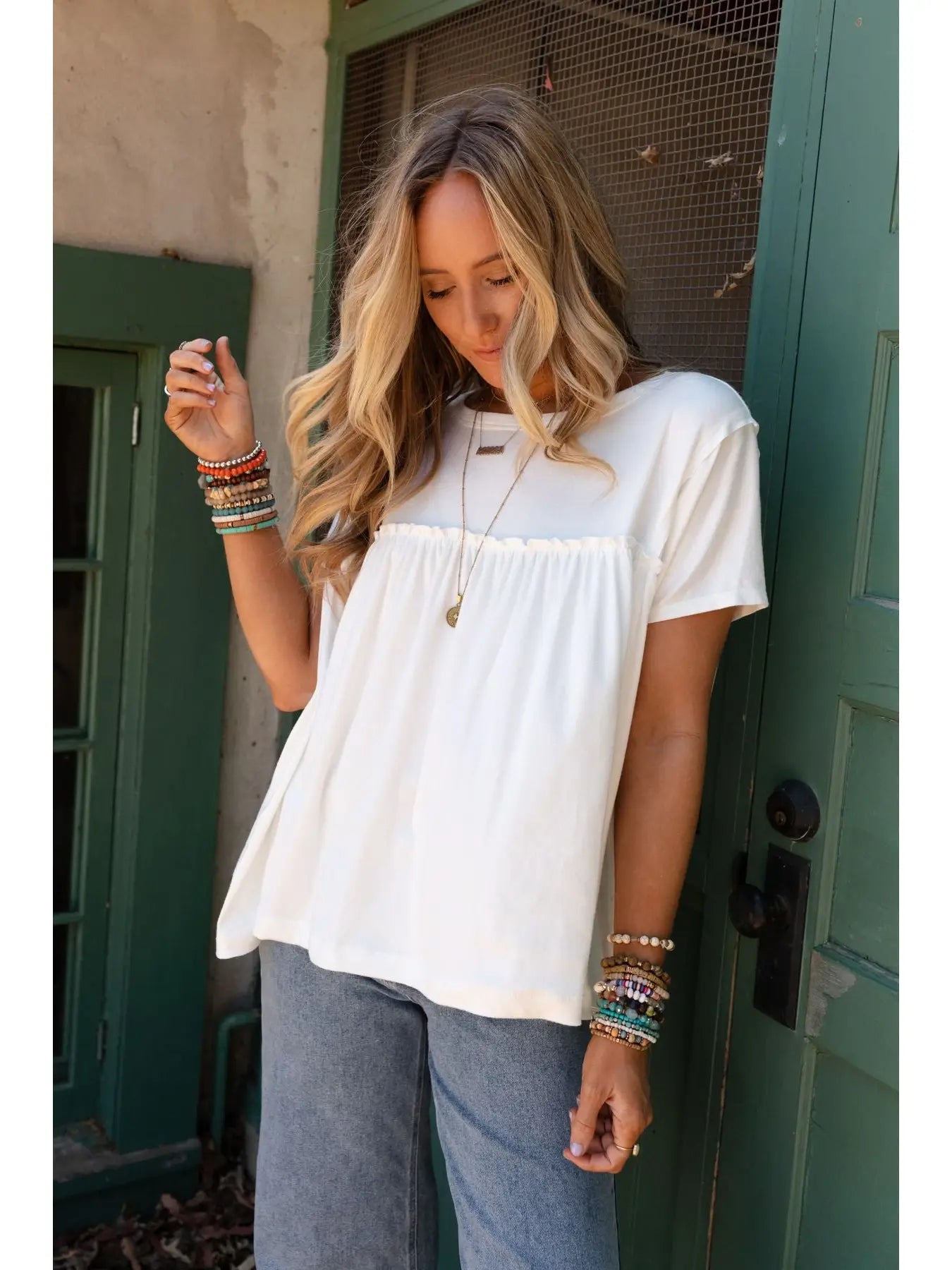 Sunday Morning Babydoll Top - White