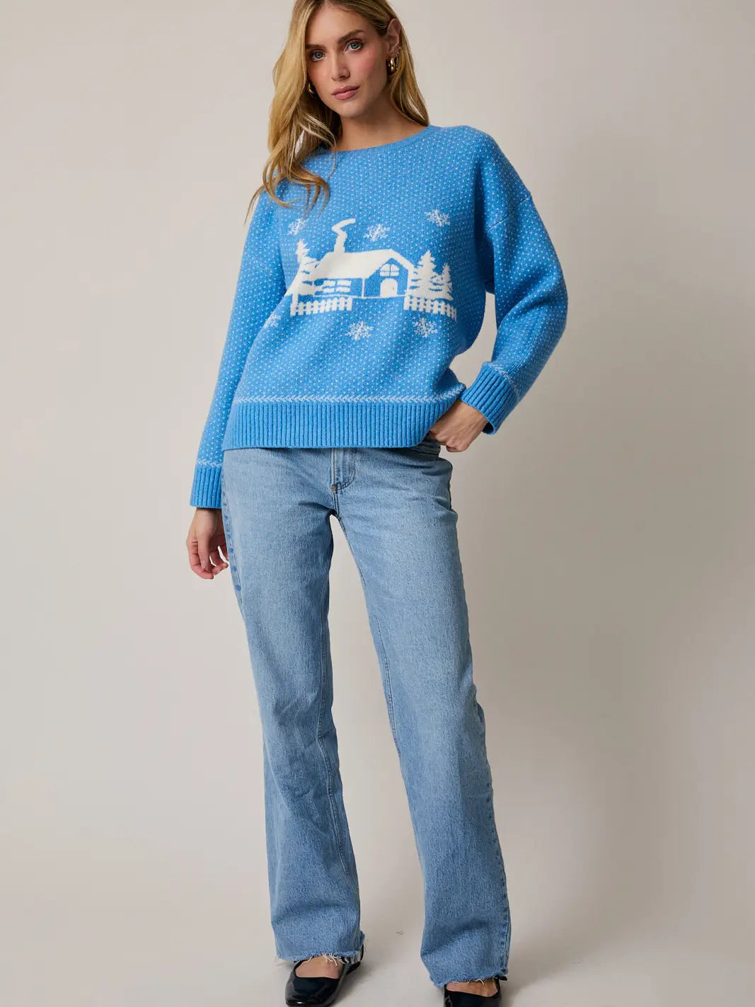 Mariah Crew Neck Long Sleeve Graphic Sweater