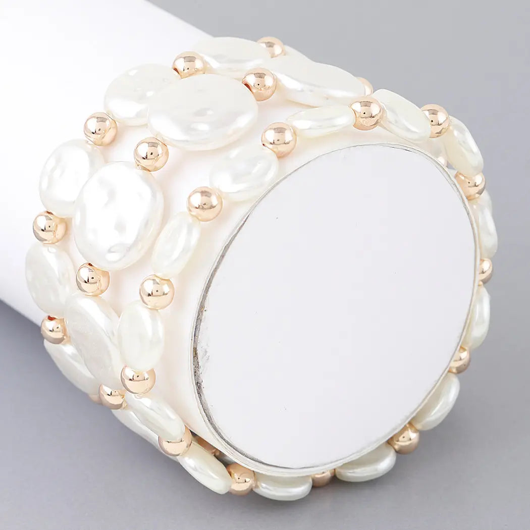 Triple Pearl Stone Beaded Bracelet