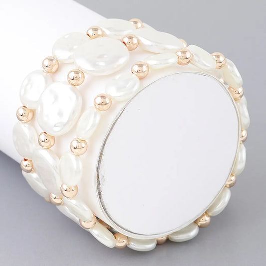 Triple Pearl Stone Beaded Bracelet
