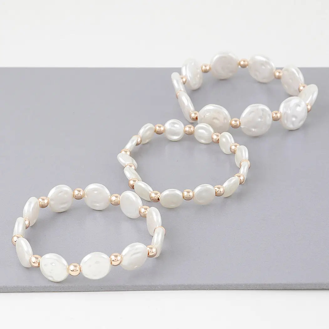 Triple Pearl Stone Beaded Bracelet