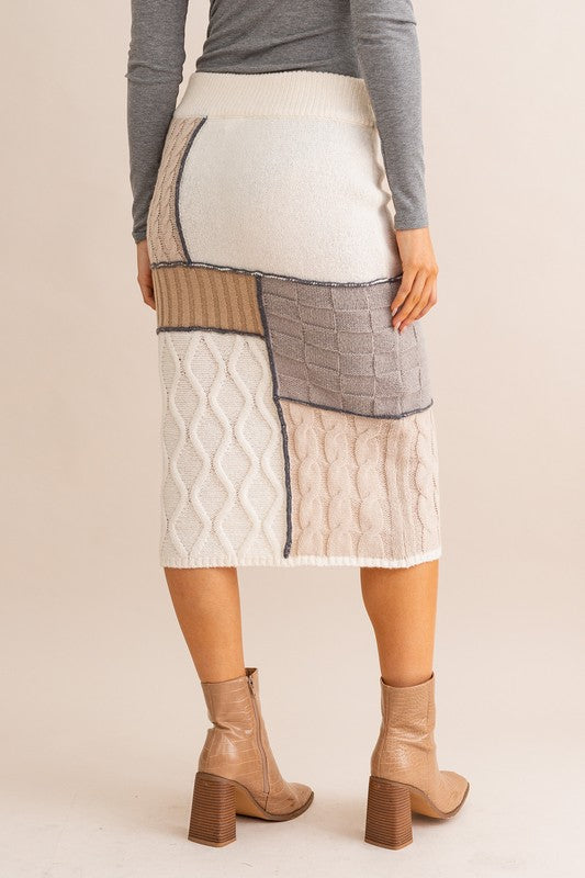 Vixen Patchwork Sweater Midi Skirt