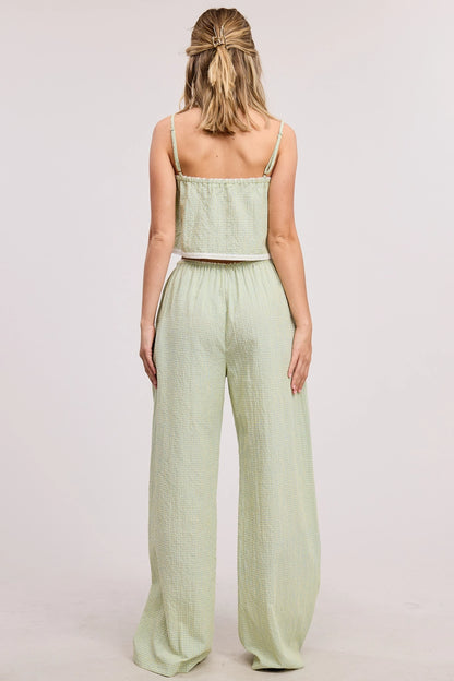 Lane Plaid Lace Trim Tank and Pants Matching Set