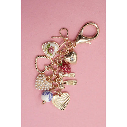 Porcelain Bows Hearts Pearl Strawberry Bag Charm