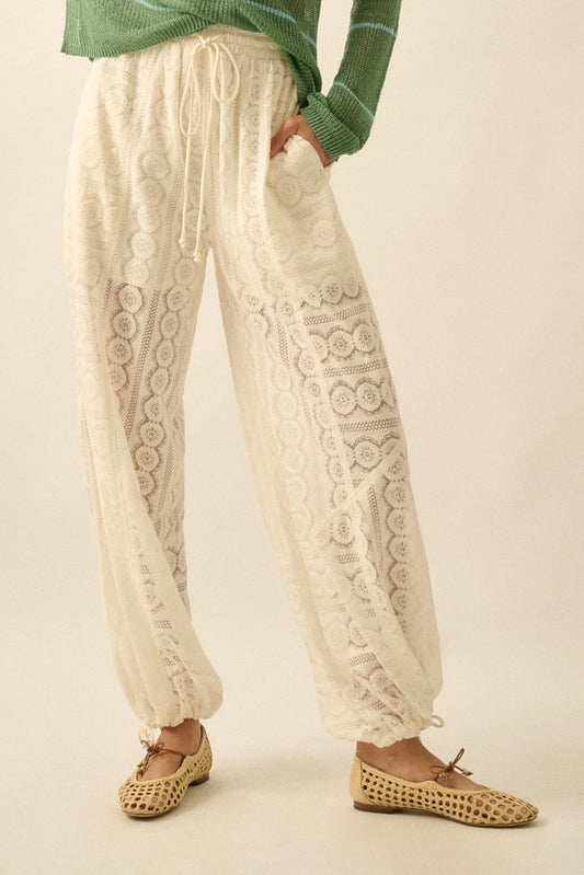 Innis Floral Lace Drawstring Balloon Pants