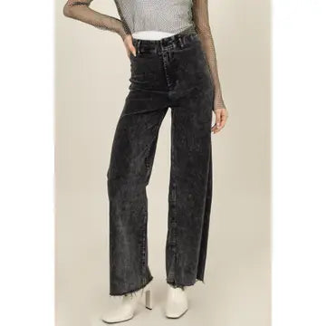 Brittany Washed Corduroy Flare Leg Pants