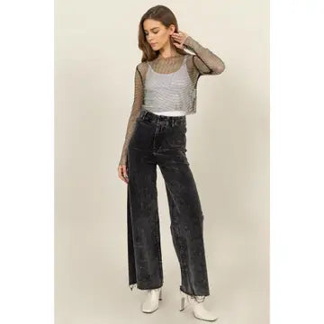 Brittany Washed Corduroy Flare Leg Pants